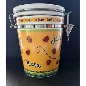 MSC Jocha Ceramic Coffee Canister Java Mocha Hazelnut Airtight Storage Jar